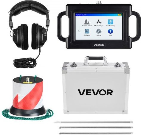 Vevor Waterlekdetector voor leidingen met 7-inch touchscreen, 1 Hz–5000 Hz, zwart
