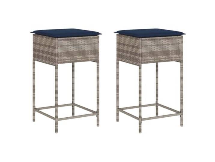 GHVBNMF 2er Set Garten Barhocker mit Kissen Grau Polyrattan Modernes Bistro Set für Balkon und Terrasse mit bequemen Polstern und pflegeleichter Sitzfläche aus PE-Rattan.