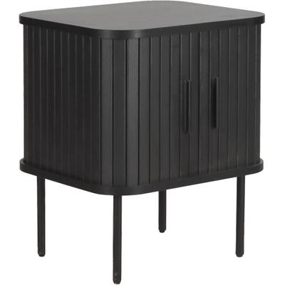 Nachtkommode MÖBILIA, schwarz, B:45cm H:55cm T:55cm, Melamin, Metall, Sideboards, 2 Schiebetüren