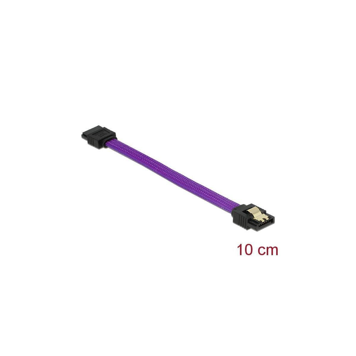 Delock 83688 SATA III kabel, 7-polig mannelijk naar mannelijk, 0,1 meter, paars