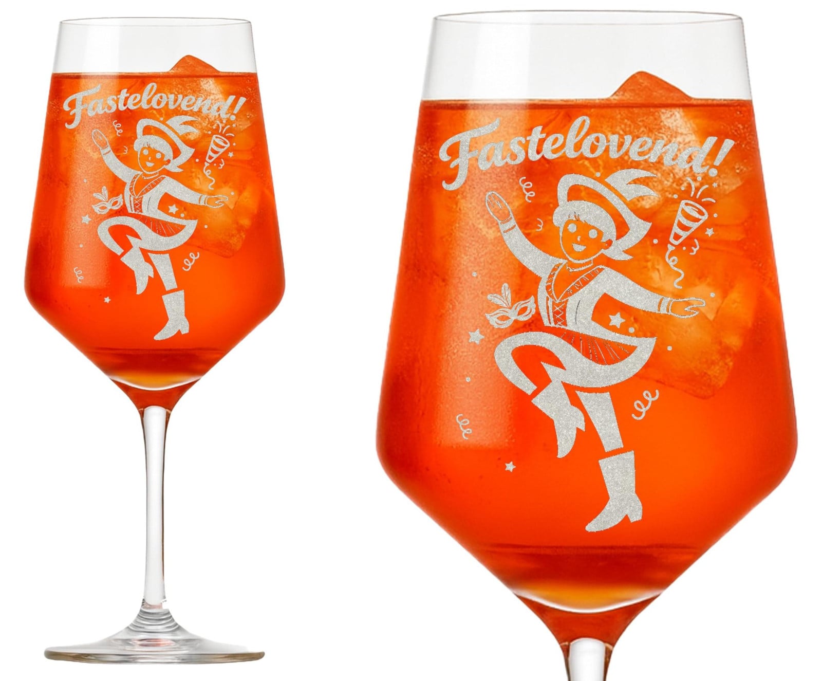 Dripio Wijnglas met gravure Fastelovend, 350 ml