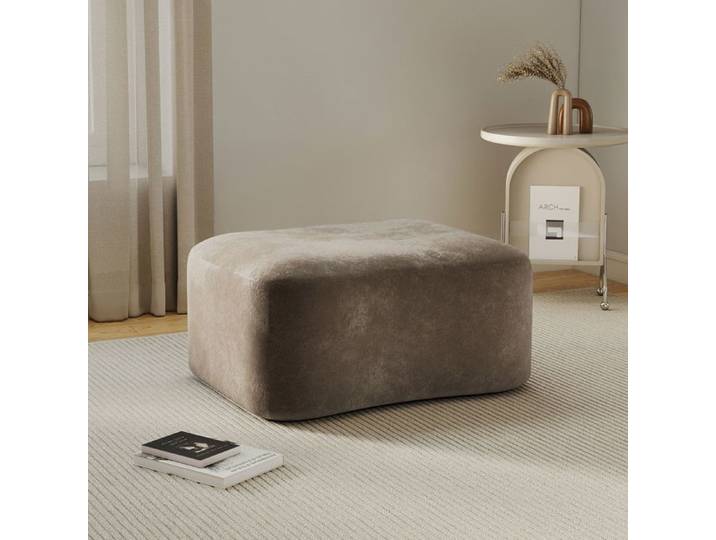 Pouf velours marron