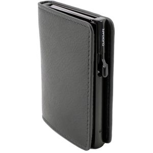 Clicksafe Kreditkartenetui Wallet Slim, 985201, Echt Leder, für 7 Karten, schwarz, mit Münz- & Geldscheinfach, RFID Schutz