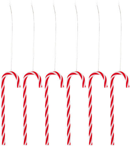 Zuckerstangen zum Hängen, rot-weiß, 13 cm, 6 Stück