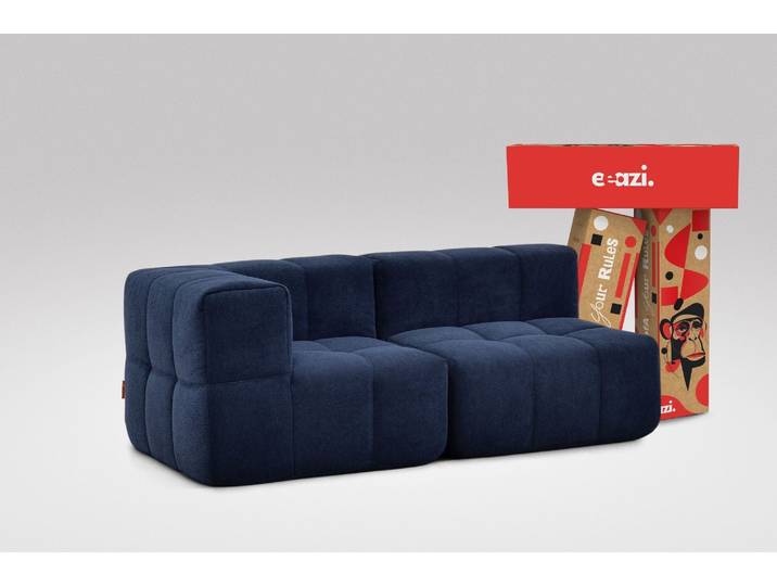 2-tlg. Modulsofa Blau – 1 Eckteil, 1 Mittelteil