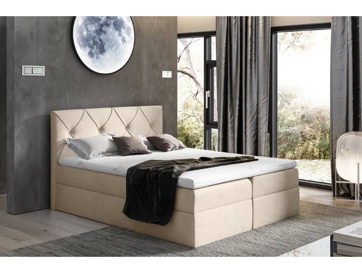 MF Design Boxspringbett Boxspringbett CRYSTAL mit Bettkasten und Federautomatik, Vorhanden