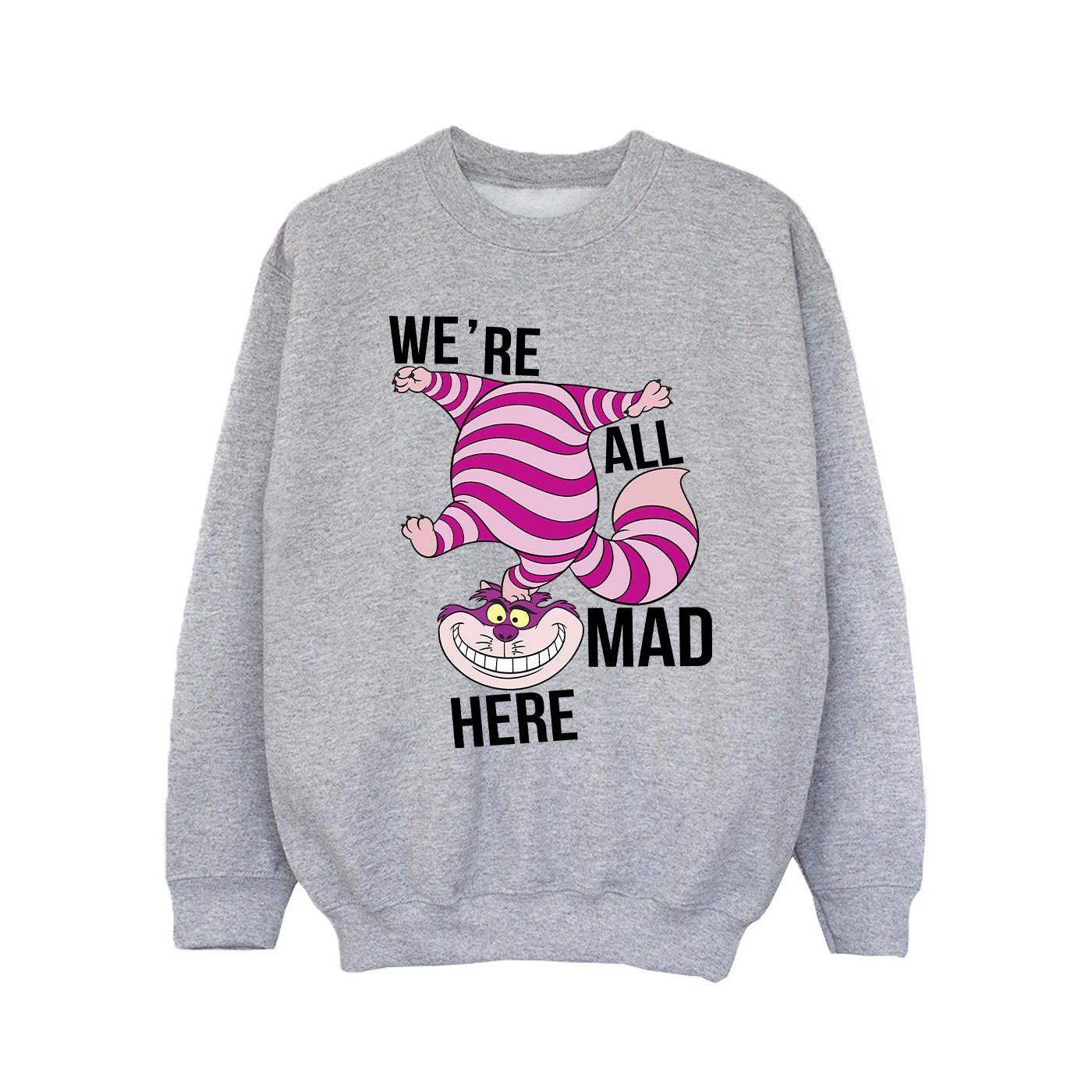Disney Meisjes Alice In Wonderland Allemaal Gek Hier Sweatshirt (Sportgrijs)