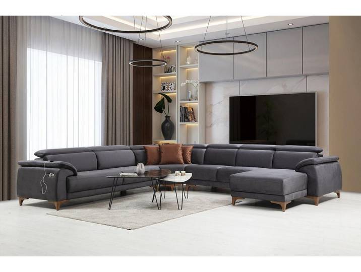 Xlmoebel Wohnlandschaft Elegantes U-Form Sofa aus hochwertigem Material in modernem Design, Ecksofa U-Form, Hergestellt in Europa