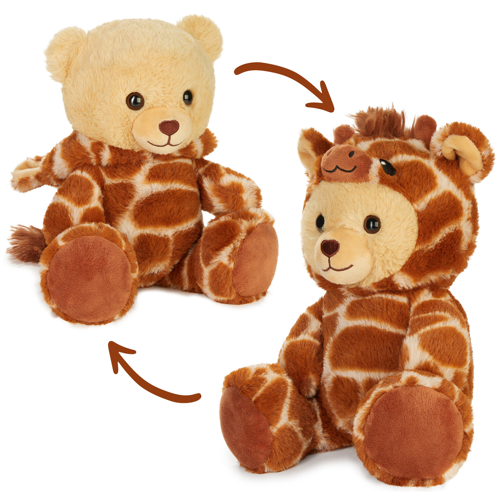 BRUBIES Knuffel Giraffe - Pluche knuffelbeer met giraffenkostuum en capuchon - 25 cm