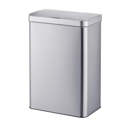 Relaxdays prullenbak met sensor, 60 L, roestvrij staal, zilver
