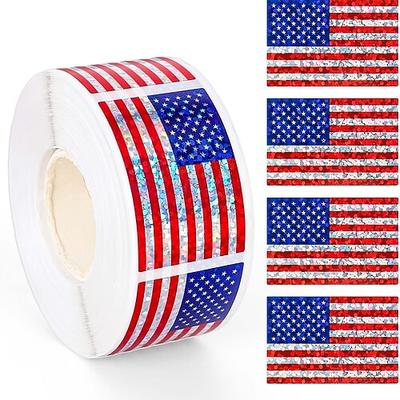 2 Rollen, 600 Stück patriotische holografische Aufkleber mit amerikanischer Flagge (3,8 x 3,8 cm), funkelnde US-Flaggenaufkleber für den 4. Juli, Unabhängigkeitstag, 250. Jahrestag, Gedenkfeier,