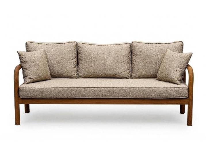 Xlmoebel 3-Sitzer Beiges 3-Sitzer Sofa Holz Modern Wohnzimmer Elegantes Design, 1 Teile