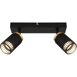 Deckenleuchte Spotleuchte 2 Strahler schwarz Deckenstrahler Spots schwenkbar, Alu Metall, 2x GU10 Fassung, LxBxH 26x12,5x15,5 cm