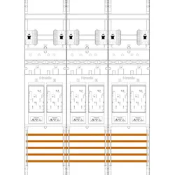 f-tronic 7141122 Zählerfeld E316-HSS, 3-feldrig, H=1050mm, 6-eHZ, 6 HSS E316HSS