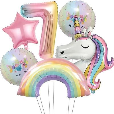 32 Inch Rainbow Unicorn Gradient Number Balloon number 7