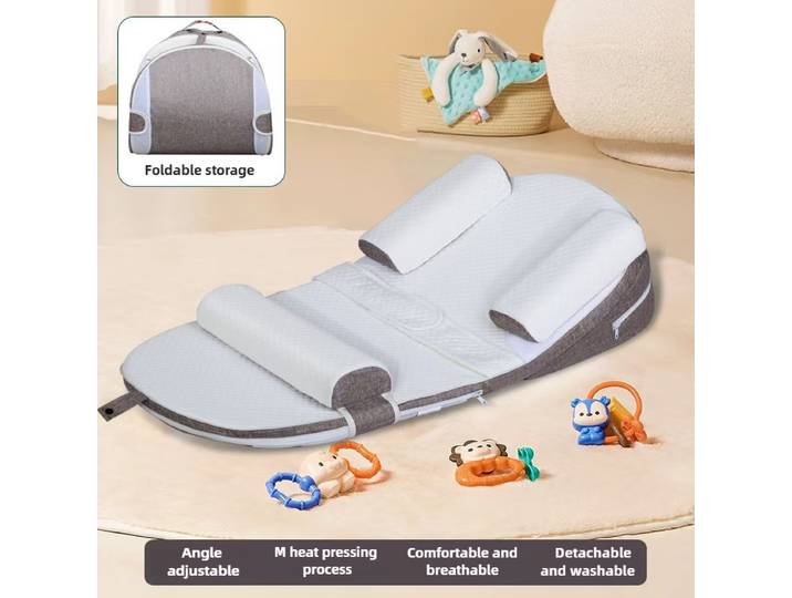 Oreiller d'alimentation pour nouveau-né, Anti-fente, pente réglable et Support de colonne vertébrale, sans starter, Portable, respirant, lavable, certifié sûr