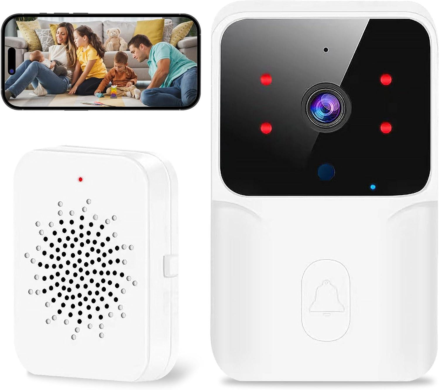 LTPRTZ Videobel WiFi Deurbel Camera met 1080p HD Nachtzicht - Wit