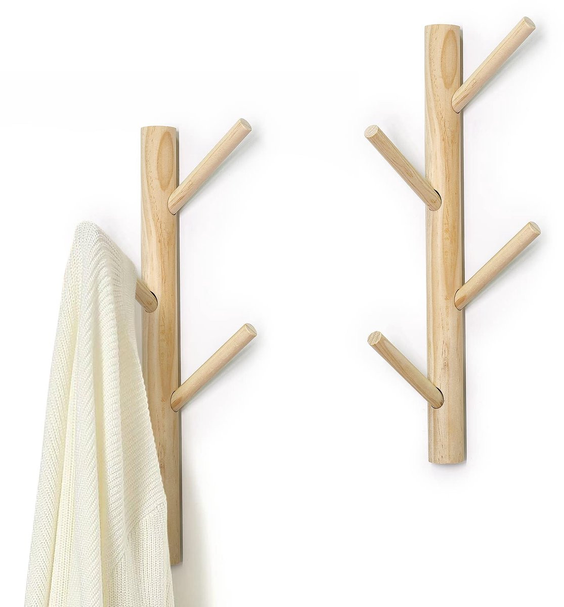 Unyqoos Set van 2 Stijlvolle Houten Wandkapstokken met 8 Kledinghaken