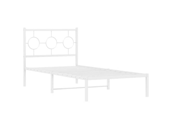 KTHLBRH Bettgestell mit Kopfteil Metall weiß 90 x 200 cm Bettgestell aus Stahl, Stauraum unten, Lattenrost inklusive, Rückenunterstützung