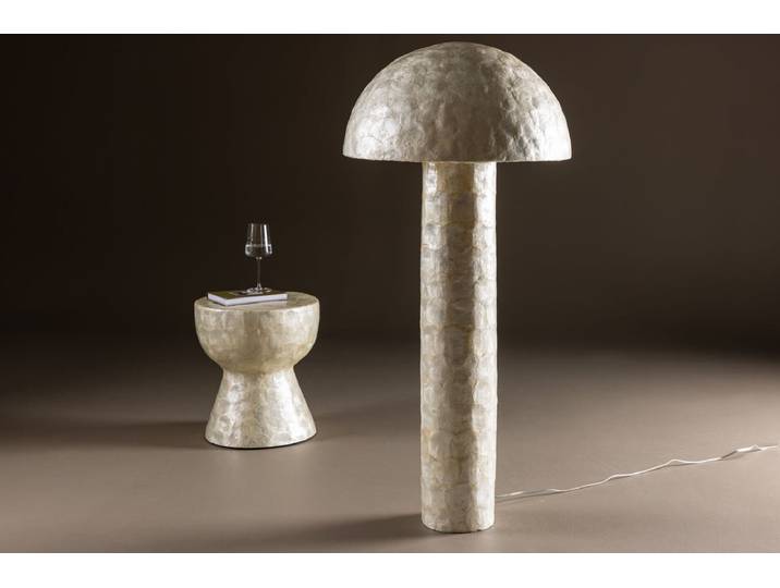 Stehlampe „Ardea“ – Capiz-Design in Hellgrau (Höhe 120 cm) - Hellgrau - Luxusbetten24