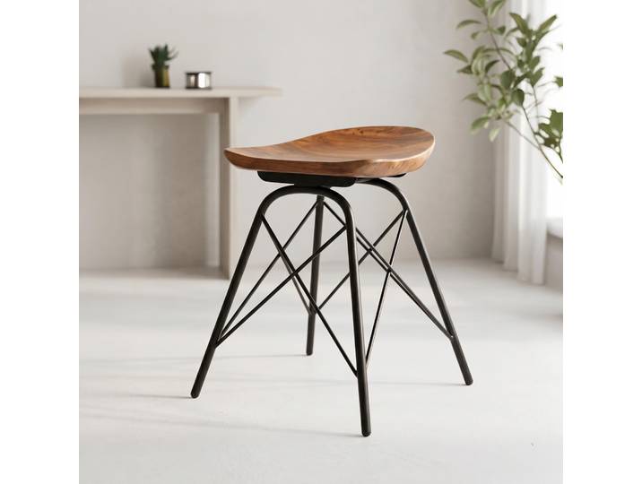 Tabouret en acier et bois - Oasis