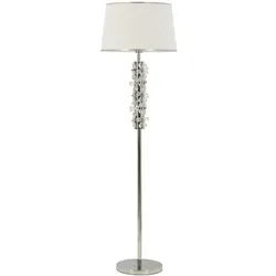 Mauro Ferretti Glamouröse Stehlampe "Silberne Blume" – Silbernes Gestell und florale Metalldetails – 45 x 45 x 157 cm