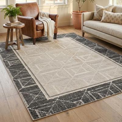 MDA Rugs Montreal Bone and Gray Geometric Area Rug