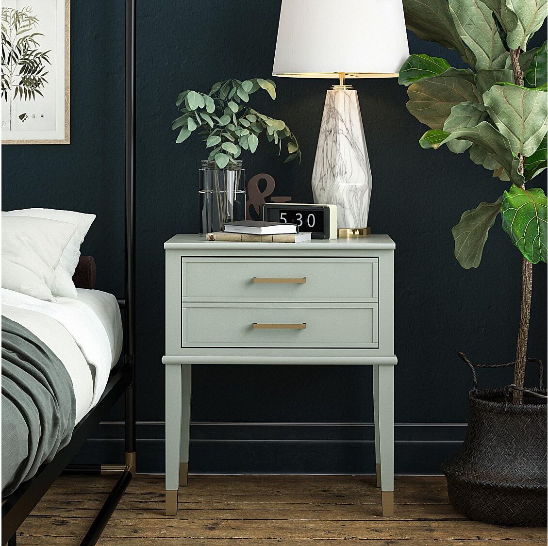Dorel Home Mesa auxiliar con 2 cajones en MDF Verde