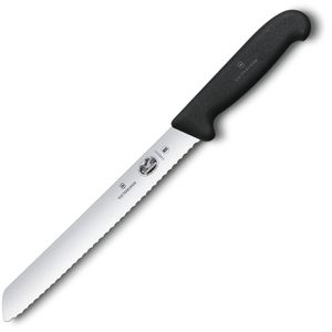Victorinox Brotmesser Fibrox 5.2533.21BK, 21 cm Edelstahlklinge mit Wellenschliff und Kunststoffgriff