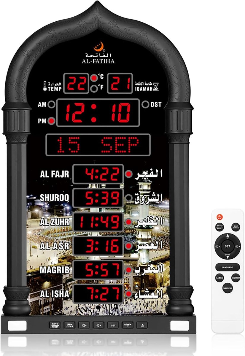 LED Gebedsklok - Digitale Azan Klok voor Thuis, Kantoor en Moskee - Wandklok voor Moslims