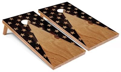 Skip's Garage American Flag Dark Outdoor Cornhole Set