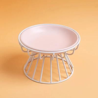 Inspired Living Elevated Ceramic Cat Bowl Set With Anti Spill Stand pink
