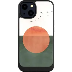 Nivocase Hülle für Apple iPhone 14 Handyhülle NIVOcore Case Schwarz Sonnenschein Sonnenuntergang Vogel (Apple iPhone 14), Smartphone Hülle, Schwarz
