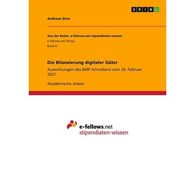 Die Bilanzierung digitaler Güter, Taschenbuch von Andreas Dres, GRIN, 978-3-346-95170-0