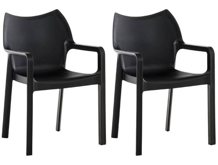 TPFLiving Stuhl UV-Beständig, Stuhl mit bequemer Sitzfläche: Kunststoff schwarz
