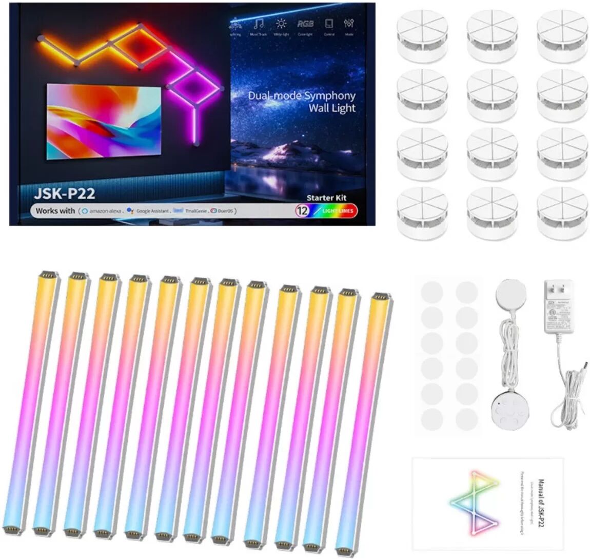 INF Smarte DIY RGB LED Streifen Lichter, WiFi Bluetooth Steuerung, 12 Segmente - Perfekt für Heimdekor Weiß