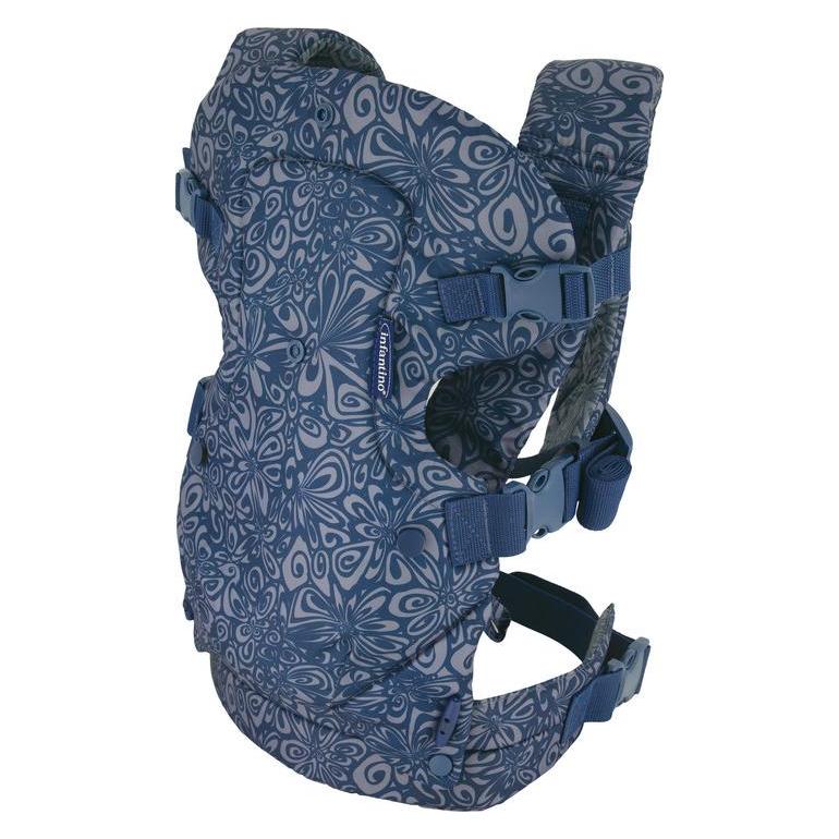 Infantino Flip Advanced 4-in-1 Babytrage "Navy Floral" - Ergonomische Babytrage mit 4 Tragepositionen (300143-01INF)