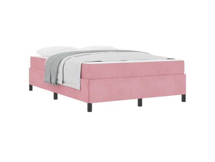 KTHLBRH Doppelbett Rosa 160 x 200 cm mit Matratze Minimalistisches Design, gepolsterter Stoff, einfache Linien, geeignet für moderne Zimmer