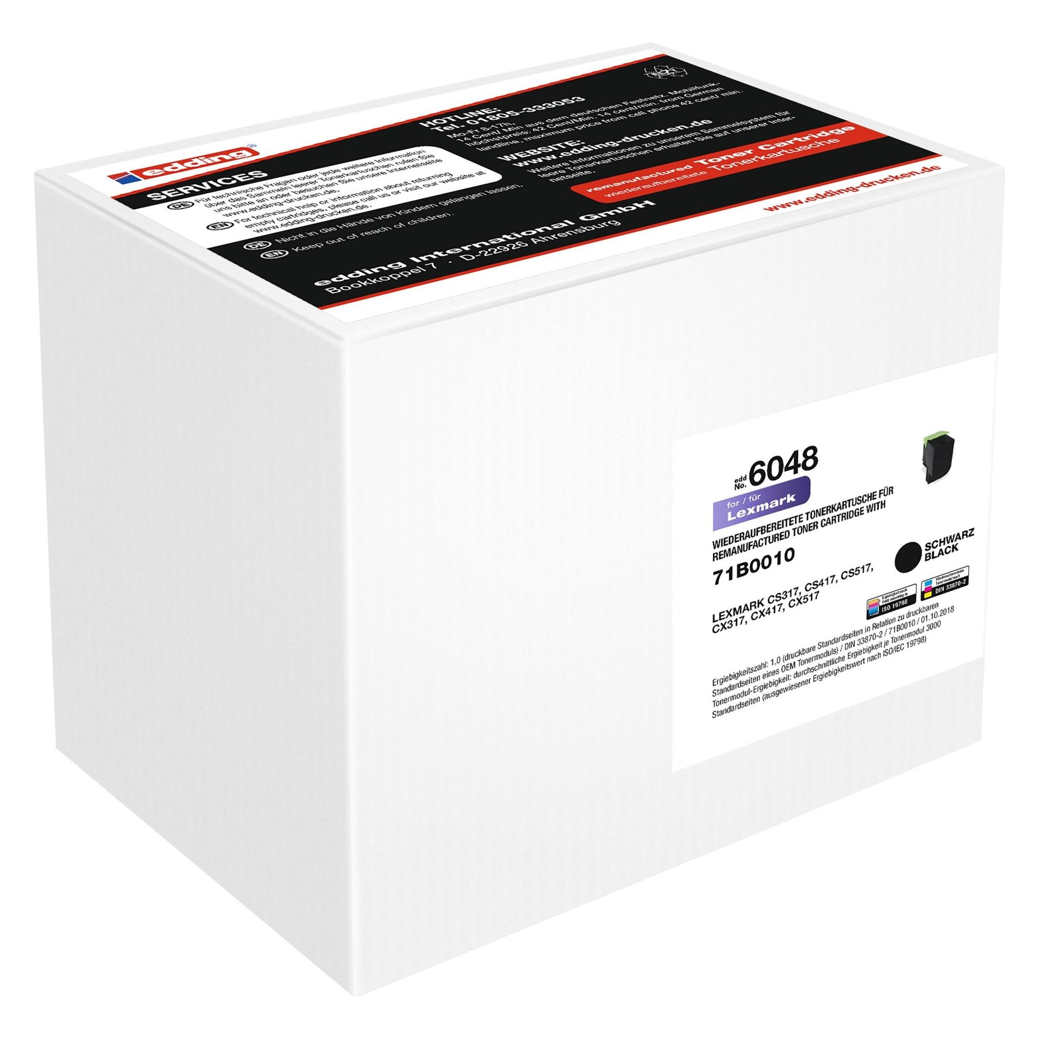 Edding EDD-6048 schwarz Toner ersetzt LEXMARK 71B0010/71B20K0 (18-6048)