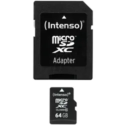 INTENSO 3413490 - MicroSDXC-Speicherkarte 64GB, Intenso Class 10