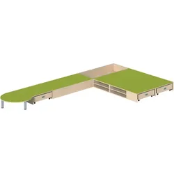 Podestanlage 1, 6teilig, mit Linoleum-Deckplatten