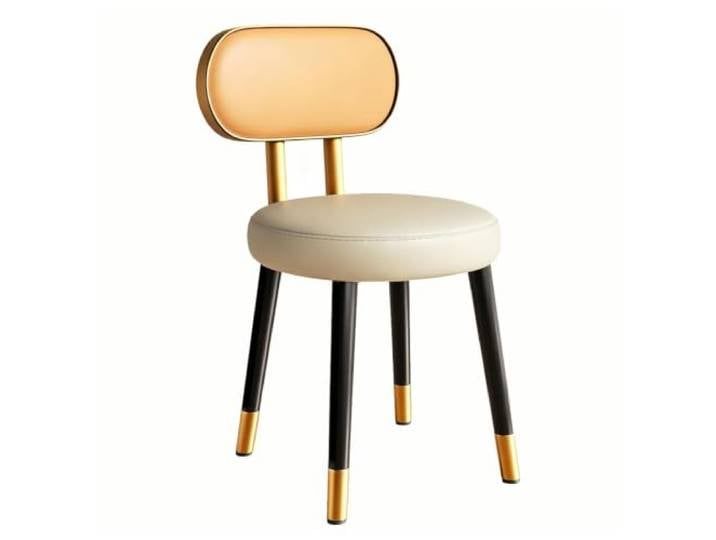 FCZVWPR Moderner Schminkstuhl, Runder Esszimmerstuhl Mit Rückenlehne Runder Gepolsterter Make-up-Stuhl, Esszimmerstuhl, For Schlafzimmer, Kommode, Küche(Orange+Gray)