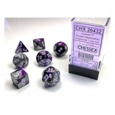 Chessex Würfel - Gemini Purple-Steel/white (7-Würfelset) 292502