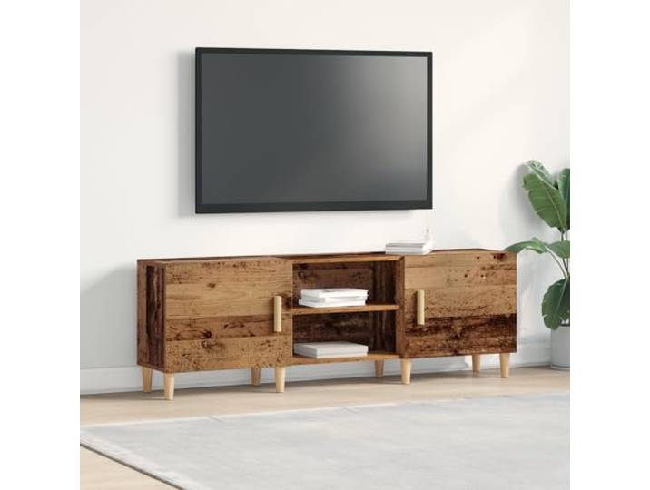 HEFZGDB Rustikaler TV-Schrank Altholz 150x30x50 cm aus Holzwerkstoff mit Zwei Regalen und Stauraum für Wohnzimmer Einrichtung