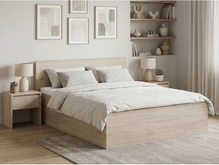 Bett SOFIA 180 x 200 cm, Eiche-Sonoma Matratze: Ohne Matratze, Lattenrost: Ohne Lattenrost
