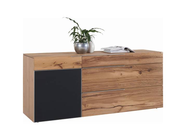Voglauer Sideboard, Anthrazit, Eichefarben, Metall, Altholz, Eiche, furniert, mehrschichtige Massivholzplatte (Tischlerplatte),furniert, mehrschichtige Massivholzplatte (Tischlerplatte),furniert, mehrschichtige Massivholzplatte (Tischlerplatte), 3 Schublade(n) Schubladen, 192x82x51.6 cm, Goldenes M, Made in Austria, Typenauswahl, Beimöbel erhältlich, Kleinmöbel, Kommoden, Sideboards