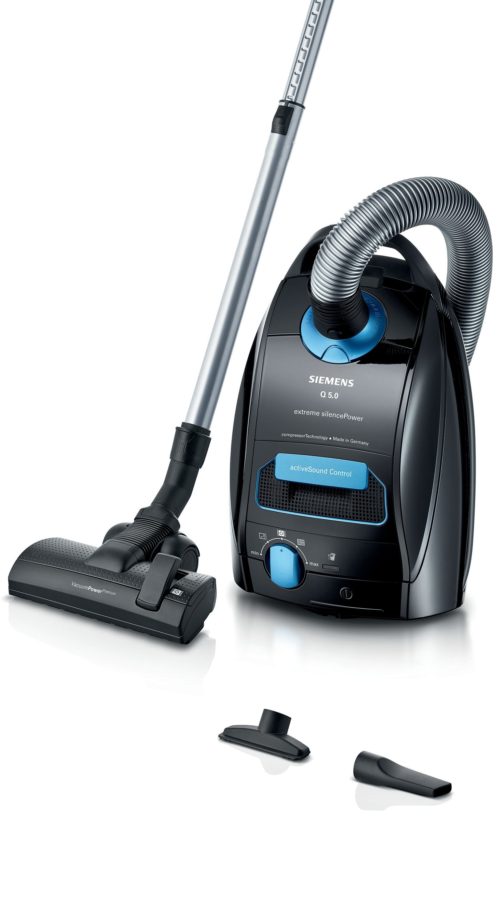 Siemens VSQ5X1230 extreme Silence Power Bodenstaubsauger mit Staubbeutel 850 W HEPA (Schwarz)