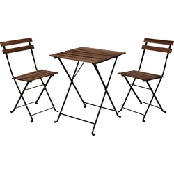 Bistroset 3-teilig Holz/Metall - Akazienholz Sitzgarnitur für Balkon & Terrasse