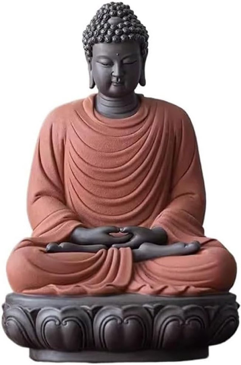 Keramisch Boeddhabeeld Zen Figuur Paars Klei Hoogte: 34 cm
