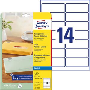 Zweckform Avery  J8563-25 Etiketten transparent, 350 Stück